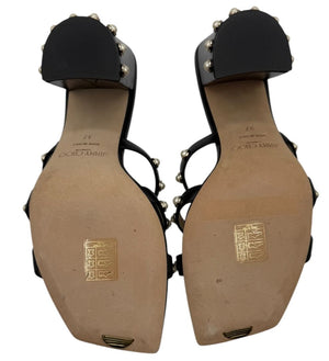 Jimmy Choo Hazal Faux Pearl Embellished Leather Sandals - Size 37