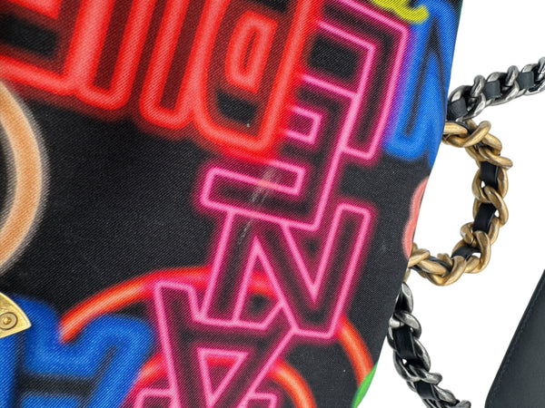 Chanel 19 Flap Bag Quilted Graffiti Print Fabric - Medium