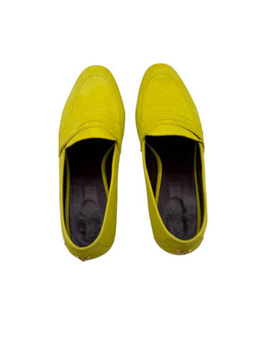Bougeotte Penny Loafers in Neon Yellow Suede – Size 40.5