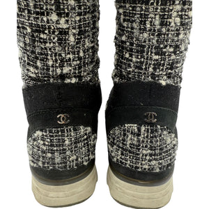 Chanel Tweed & Suede Lace-Up Knee-High Sneakers – Size 40 (EU)
