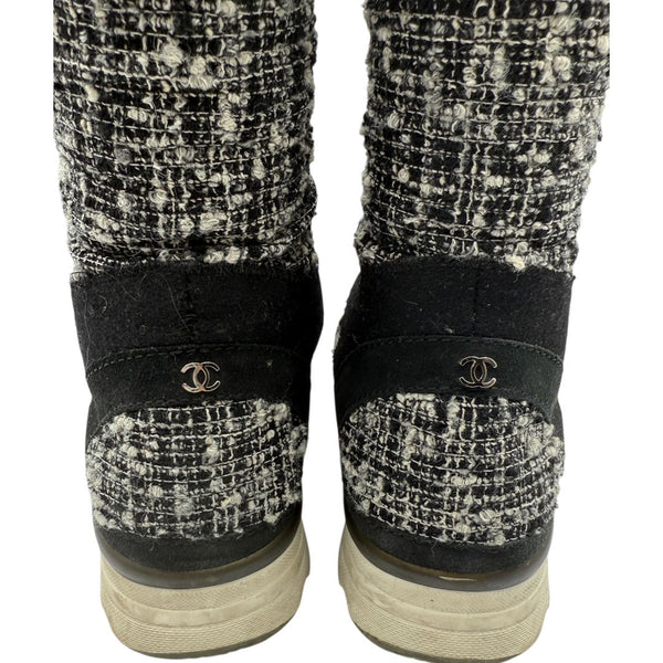 Chanel Tweed & Suede Lace-Up Knee-High Sneakers – Size 40 (EU)