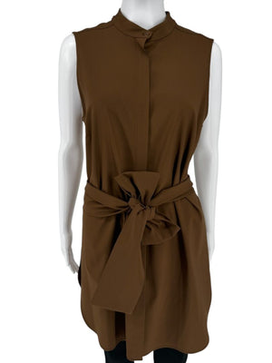 Sally LaPointe Camel Wool Belted Tunic Shirt - Size 10