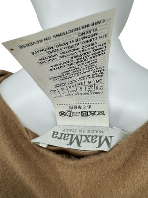 Max Mara Camel Wool Button-Shoulder Tunic Dress – Size US 6