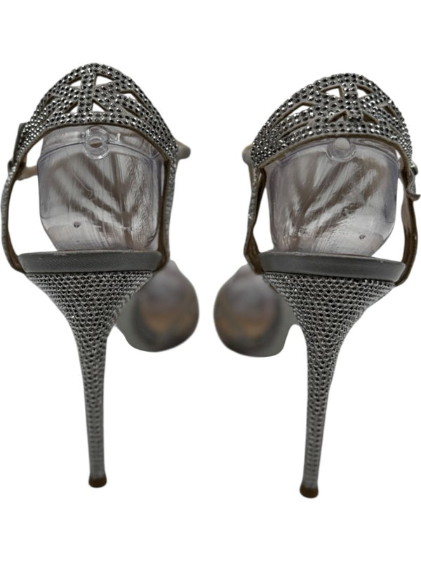 René Caovilla Silver Crystal-Embellished Sandals – Size 39 - BNIB
