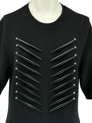 Louis Vuitton Black Cashmere Sweater Dress with Hardware Detail – Size L