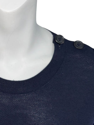 Louis Vuitton Navy Knit Tunic Dress with Printed Hem - Size L