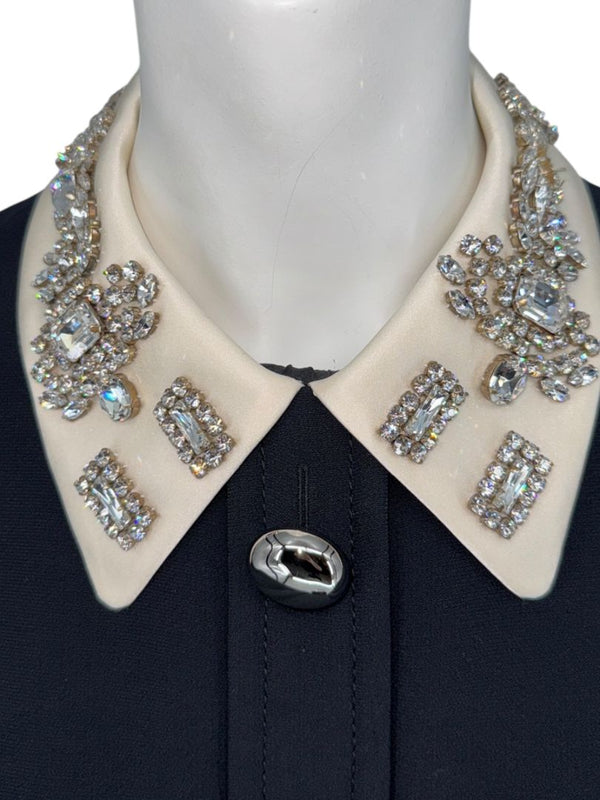 PRADA Black Embellished Collar Dress – Size IT 46