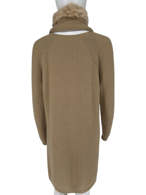 Loro Piana Camel Baby Cashmere Tunic Sweater with Chinchilla Trim – Size IT 44