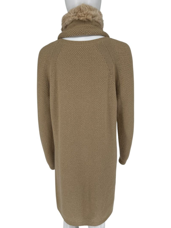 Loro Piana Camel Baby Cashmere Tunic Sweater with Chinchilla Trim – Size IT 44