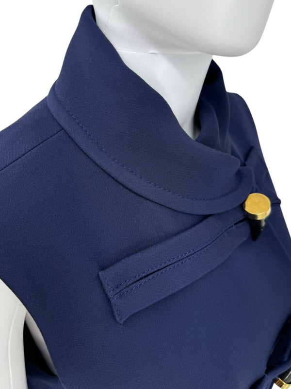 Derek Lam Navy Sleeveless Wool-Silk Blend Toggle Dress – Size IT 42 / US 6