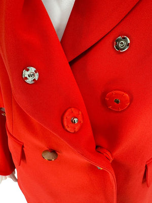 Pamella Roland Red Crystal-Embellished Double-Breasted Pant Suit – Large