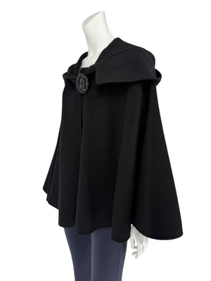 Giorgio Armani Black Wool-Cashmere Hooded Cape – Size IT 46 / US 10