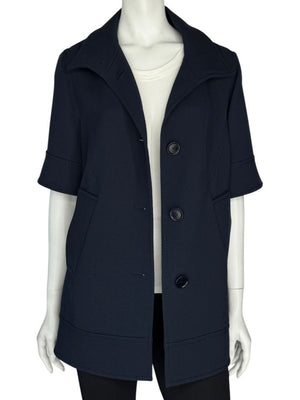 Akris Punto Navy Virgin Wool Short-Sleeve Coat – Size US 8