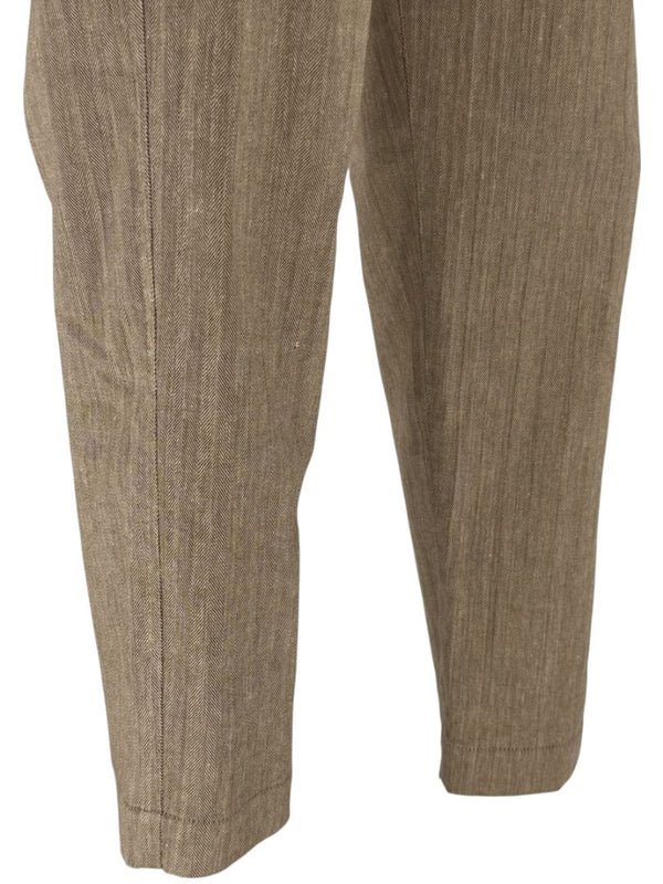 Brunello Cucinelli Taupe Linen-Cotton Drawstring Pants - Size IT 44 / US 8