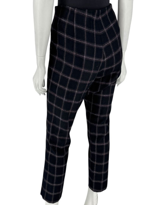 Pamella Roland Black & Gray Windowpane Plaid Pantsuit – Large