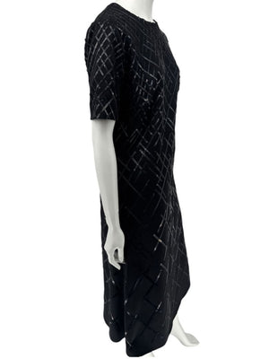 Pamella Roland Black Sequin Grid Shift Dress – Large