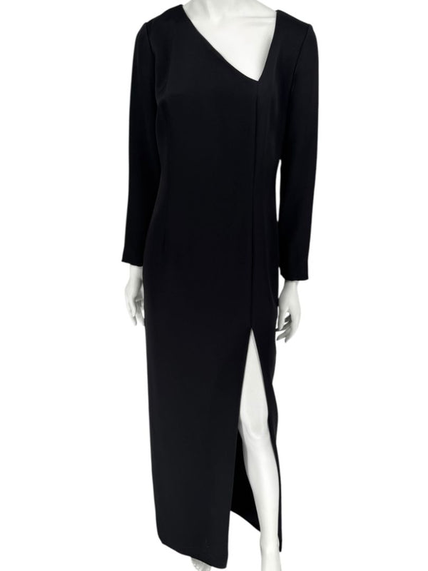 Pamella Roland Black Asymmetric Neckline Gown – Large