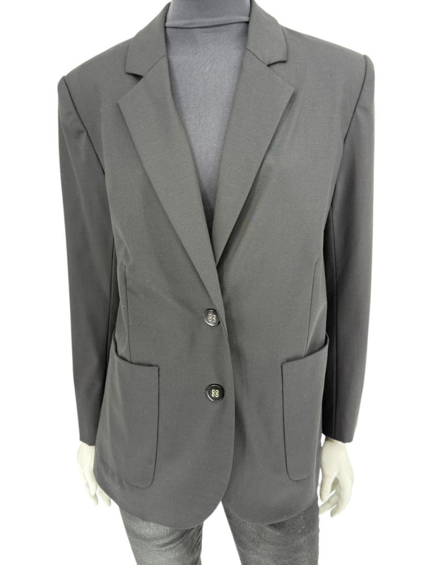 Pamella Roland Black Blazer Jacket Women’s Large – Classic 2 Button Wool Blend Career Workwear