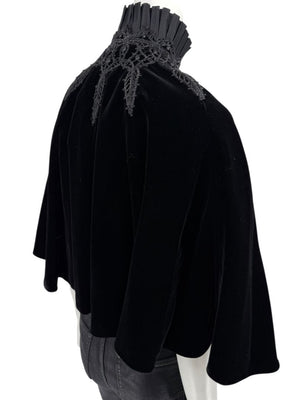 Ralph Lauren Black Velvet & Silk-Trim Cape – Size XS/S- NWT