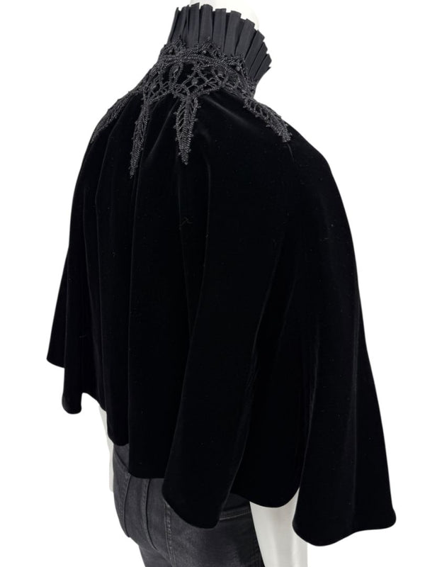 Ralph Lauren Black Velvet & Silk-Trim Cape – Size XS/S- NWT