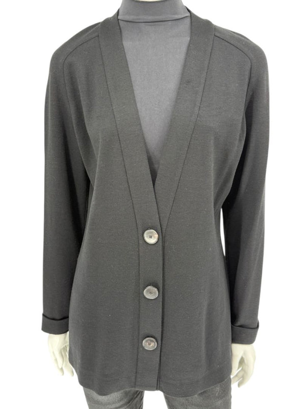 Lida Baday Black Wool Knit Cardigan - Size 12