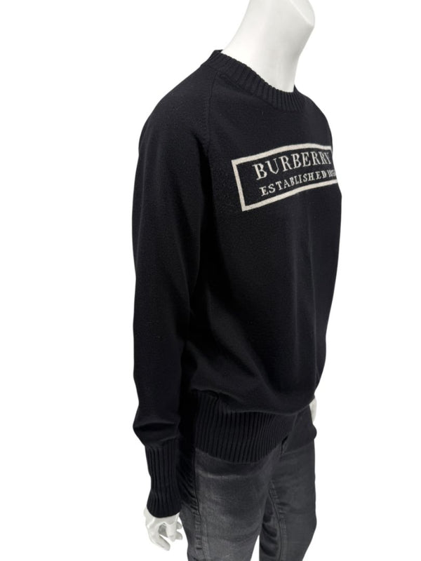 Burberry London Black Wool Logo Sweater – Size L