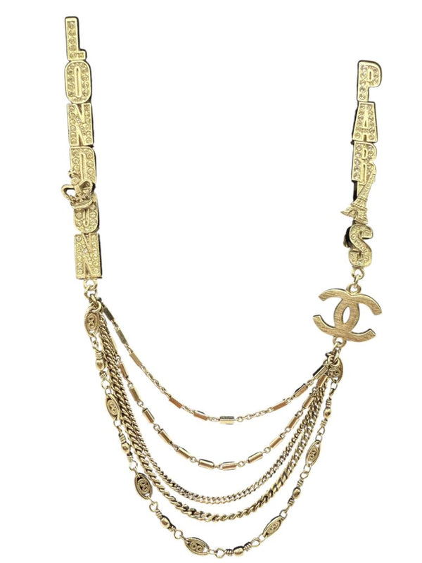 Chanel Crystal CC London–Paris Multi-Strand Chain Brooch – Silver Tone (Fall 2008)