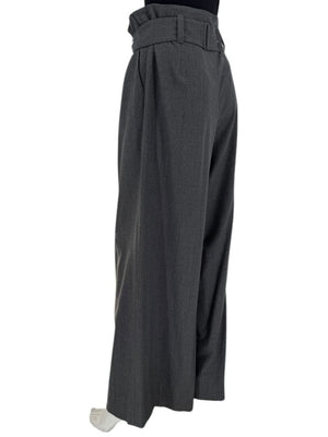 Armani Collezioni Gray High-Waisted Belted Wide-Leg Trousers – Size 10