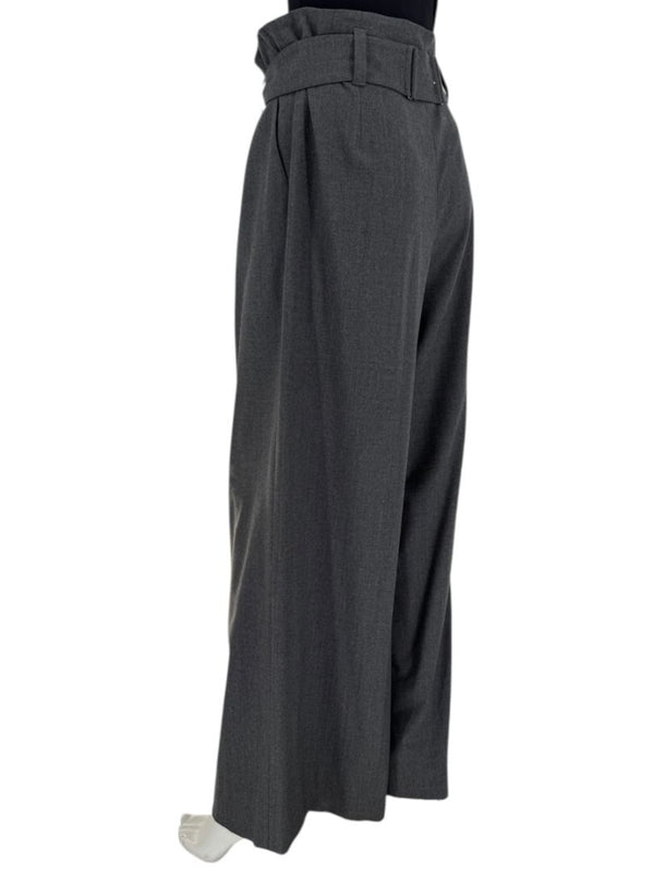 Armani Collezioni Gray High-Waisted Belted Wide-Leg Trousers – Size 10
