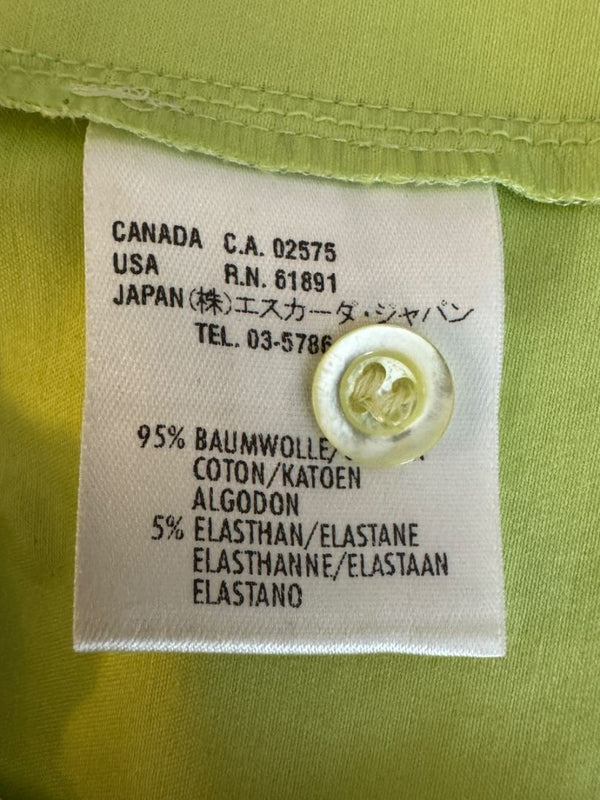 Escada Lime Green Cotton Blend Tailored Blouse – Size 42