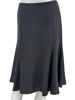 Armani Collezioni Black Acetate–Silk Flounce-Hem Skirt – Size 12 (IT 48)