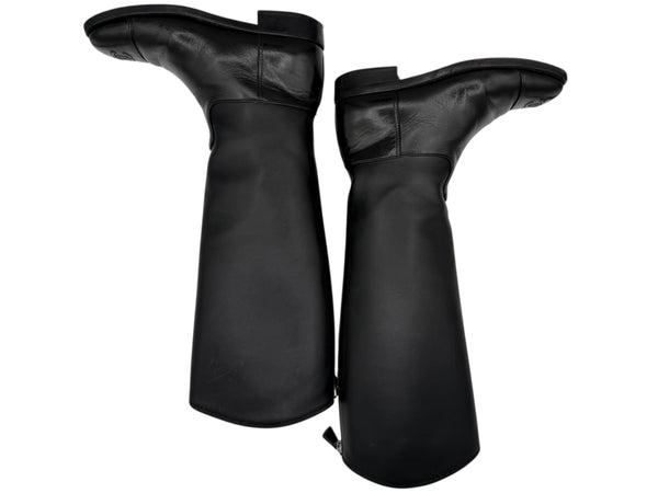 Chanel CC Captoe Black Leather Riding Boots – Size 36.5
