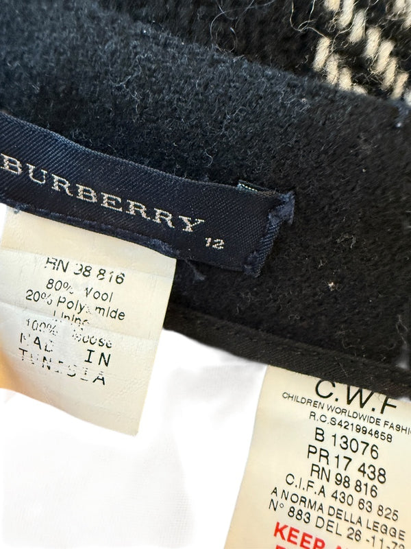 Burberry Women’s Black & White Plaid Wool Skirt – Size XS/S