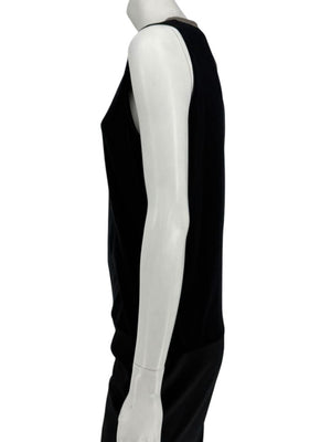 Akris Black Silk-Blend Knit Tank with Contrast V-Neck Trim – Size US 18