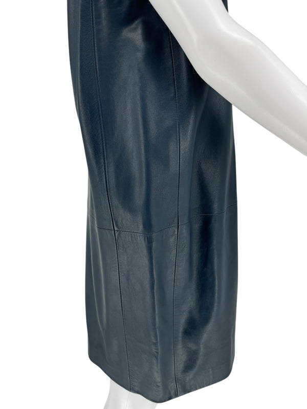 Lanvin Blue Leather Mini Dress - Size 38