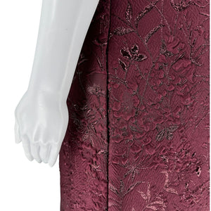 Pamella Roland -Wine Brocade Metallic Floral Dress & Coat Set - Size 8/10