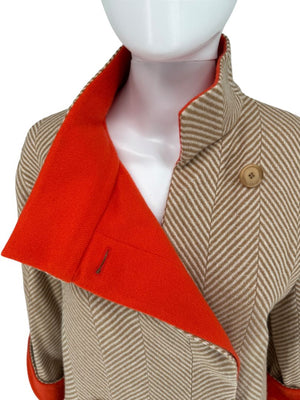 Akris Reversible Herringbone Cape Jacket - Size 10