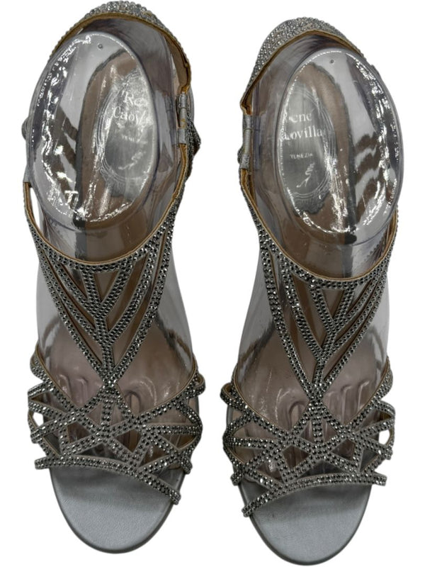 René Caovilla Silver Crystal-Embellished Sandals – Size 39 - BNIB