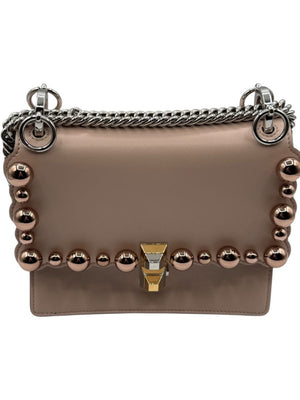 Fendi “Kan I” Small Scalloped Pearl Stud Shoulder Bag