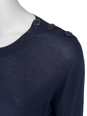Louis Vuitton Navy Knit Tunic Dress with Printed Hem - Size L