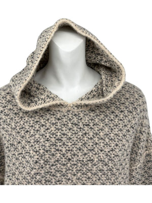 Loro Piana Taupe & Black Textured Cashmere Hooded Sweater - Size S