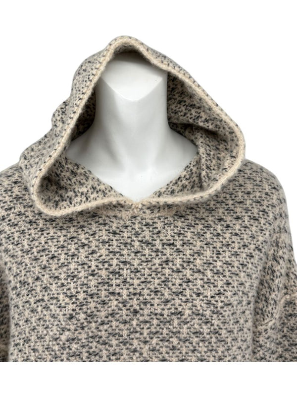 Loro Piana Taupe & Black Textured Cashmere Hooded Sweater - Size S