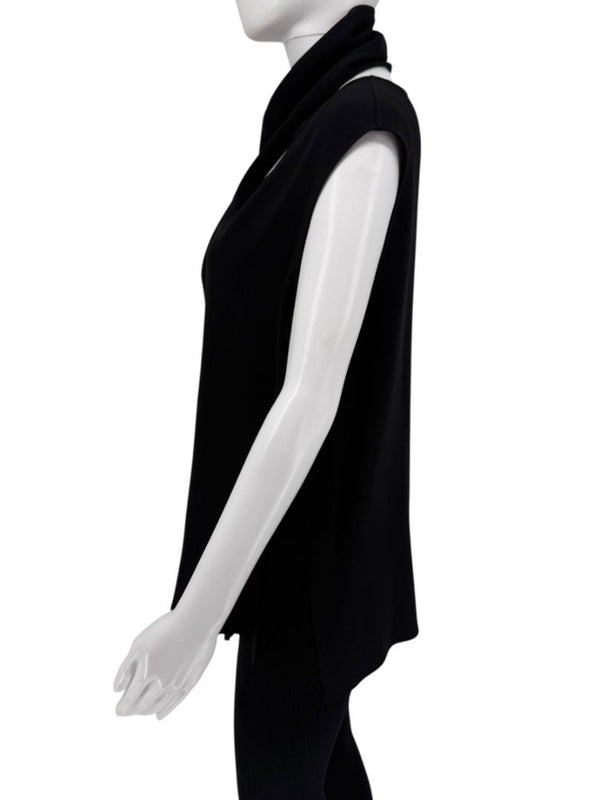 Adam Lippes Black Sleeveless Draped Collar Top – Size 12