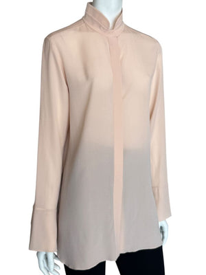 Chloé Soft Pink Silk High Neck Blouse – FR 40 (US 8)
