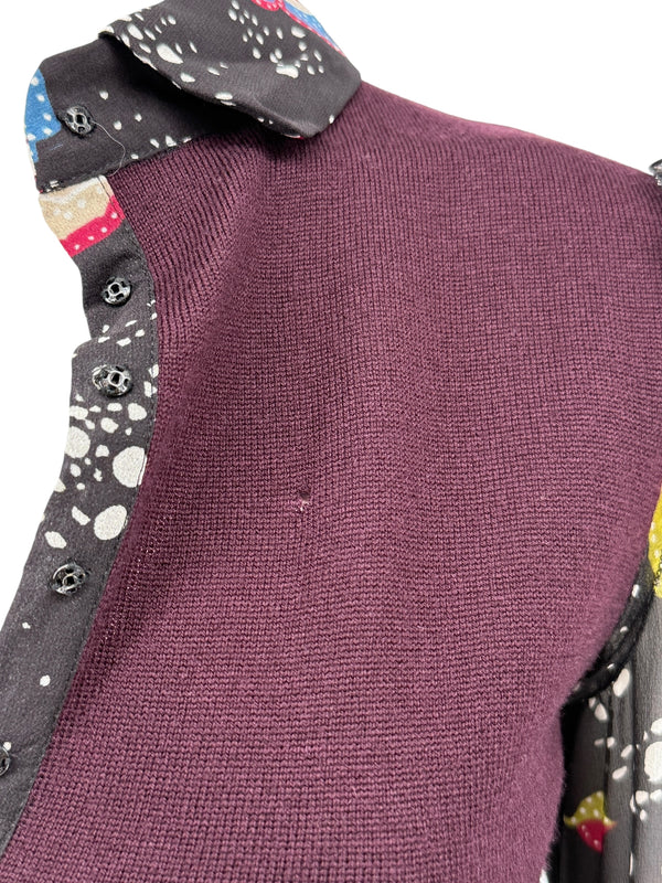 Moschino Virgin Wool Sweater with Sheer Floral Sleeves – Size 8 (IT 38)