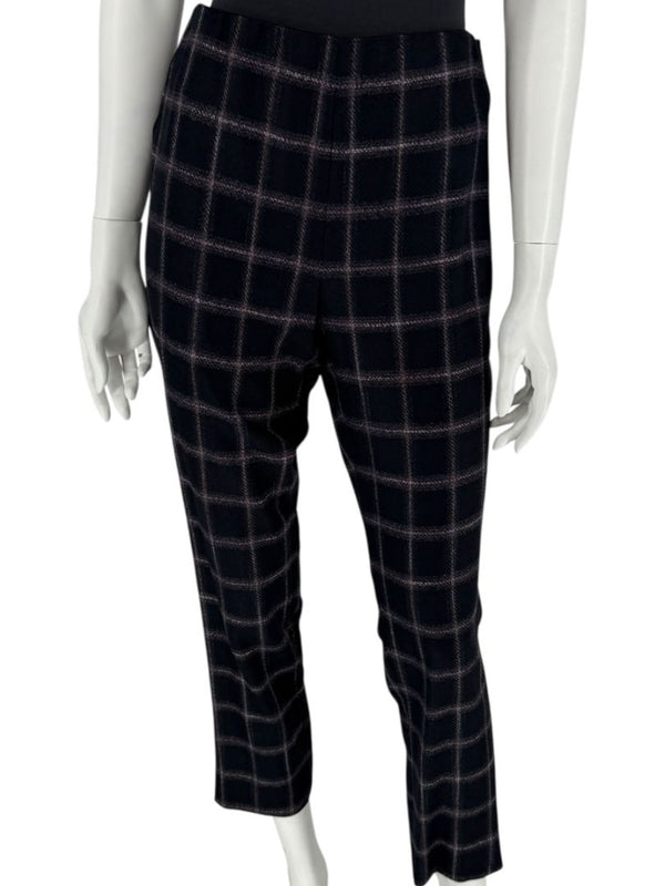 Pamella Roland Black & Gray Windowpane Plaid Pantsuit – Large