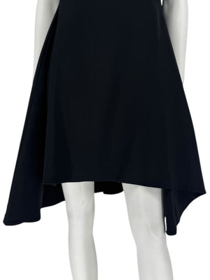 Pamella Roland Black Pearl-Trim Sleeve Handkerchief Hem Dress – Large