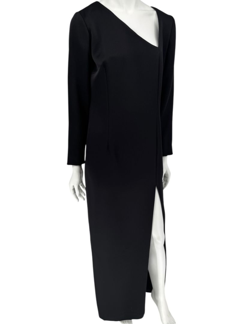 Pamella Roland Black Asymmetric Neckline Gown – Large