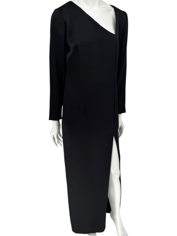 Pamella Roland Black Asymmetric Neckline Gown – Large