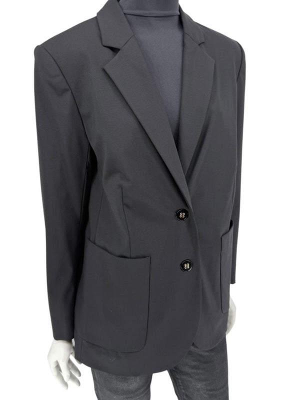 Pamella Roland Black Blazer Jacket Women’s Large – Classic 2 Button Wool Blend Career Workwear